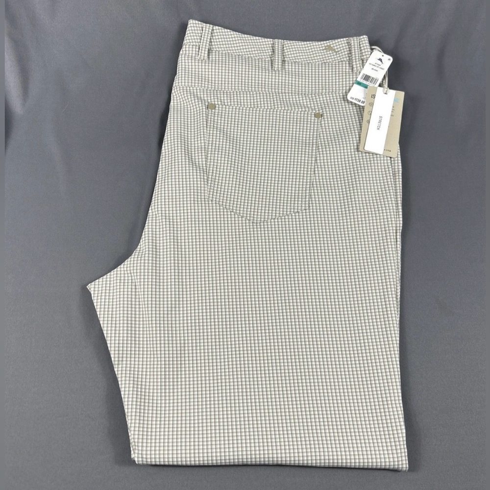 Tommy Bahama Golf Pants Ace Fairway Checks 46 x 34 Khaki Polyester Spandex